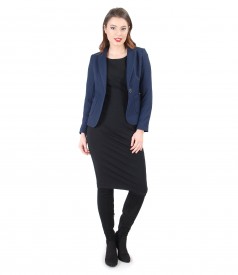 Office suit with elastic jersey dress and jacket