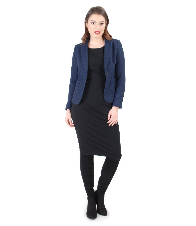 Office suit with elastic jersey dress and jacket - YOKKO