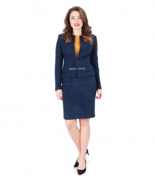 Women office suit with jacket and wool loops skirt