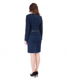 Women office suit with jacket and wool loops skirt