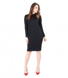 Elegant thick elastic jersey dress with polka dots