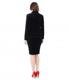 Evening suit with jacket and black velvet skirt