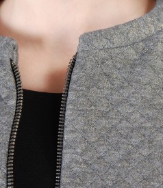 Elastic brocade jacket with geometric design