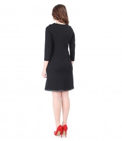 Thick elastic jersey dress with trim