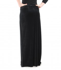 Long elastic velvet skirt