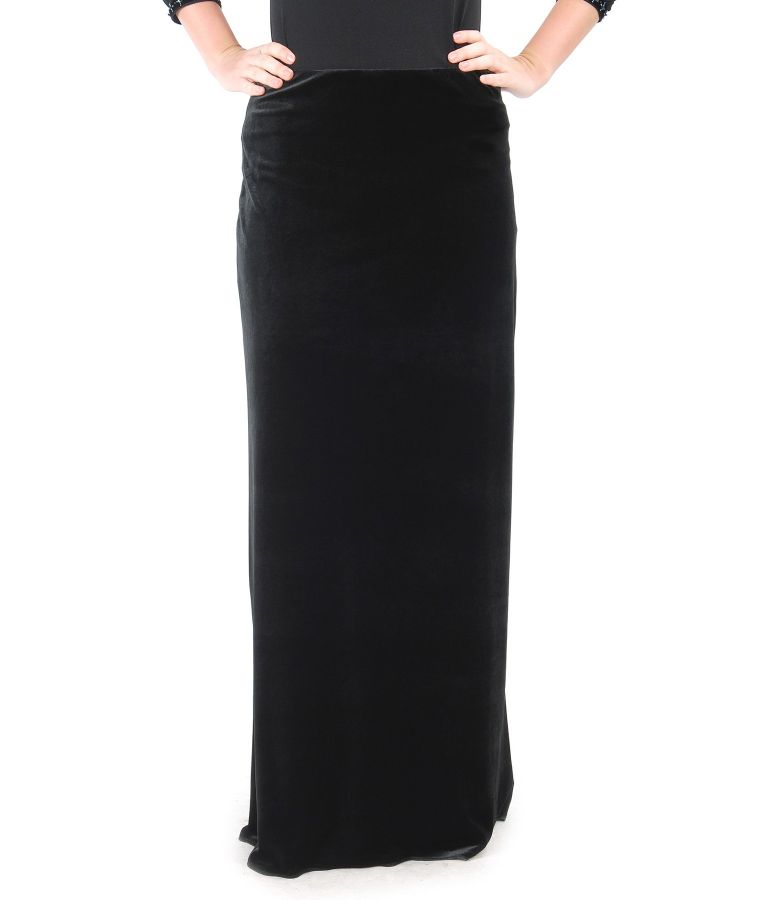 Long elastic velvet skirt