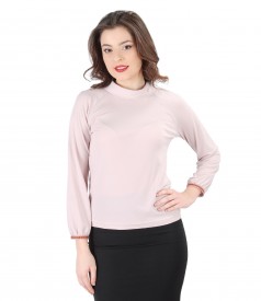 Uni jersey blouse with long sleeves