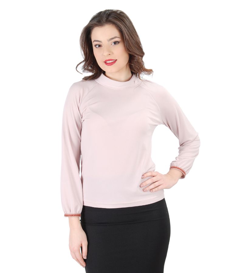 Uni jersey blouse with long sleeves