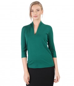 Jersey blouse with deep neckline