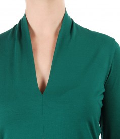 Jersey blouse with deep neckline