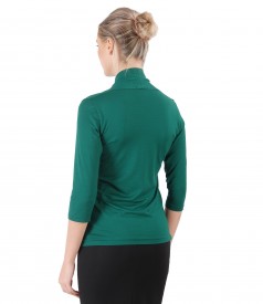 Jersey blouse with deep neckline