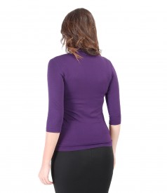 Jersey blouse with deep neckline