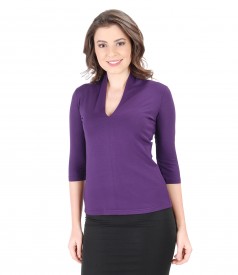 Jersey blouse with deep neckline