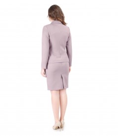 Office women suit with jacket and textured fabric skirt