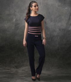 Elegant jersey blouse with elastic waist and pants