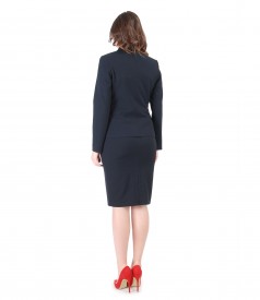 Women office suit with jacket and fabric skirt with stripes
