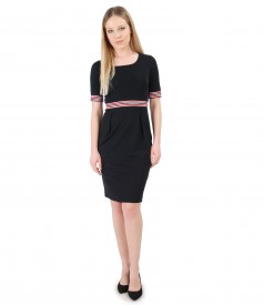 Elastic jersey dress with elastic trim