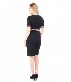 Elastic jersey dress with elastic trim