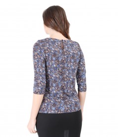 Elastic jersey blouse with bow on decolletage