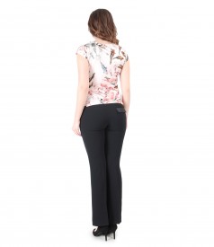 Casual outfit with blouse with folds and office pants