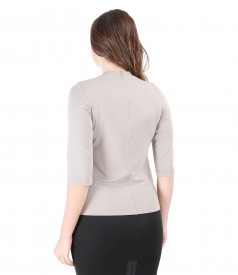 Elegant blouse with bow on decolletage