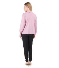Casual outfit with blouse with round collar and office pants