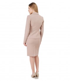 Women office suit with jacket and textured fabric skirt