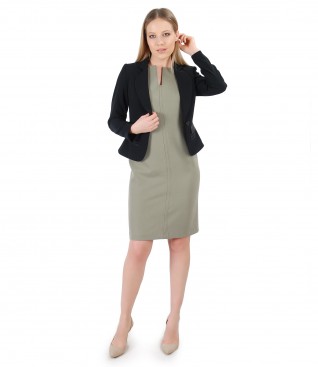 Elegant outfit with elastic fabric dress and jacket