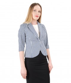Elastic printed cotton jacket with stripes