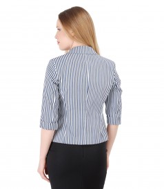 Elastic printed cotton jacket with stripes