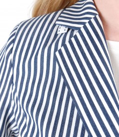 Elastic printed cotton jacket with stripes