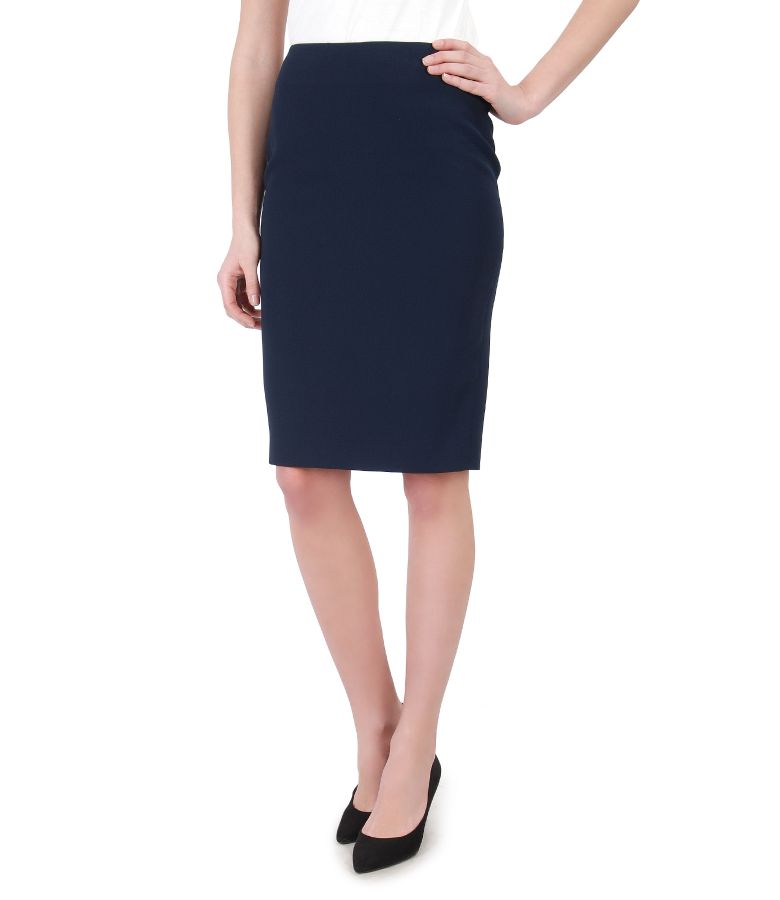 Office skirt with flap dark blue - YOKKO