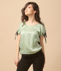 Blouse with front made of printed viscose