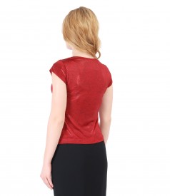 Elastic jersey blouse with folds