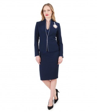 Women office suit with jacket and elastic fabric skirt