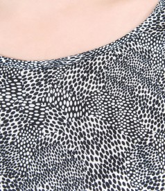 Elastic jersey blouse with front made of printed viscose