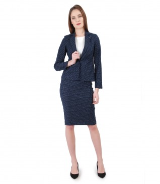 Women office suit with jacket and skirt with lace corner