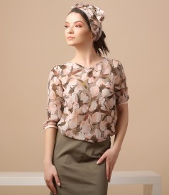 Viscose elegant blouse with floral print