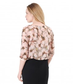 Viscose elegant blouse with floral print