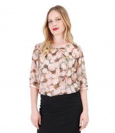 Viscose elegant blouse with floral print