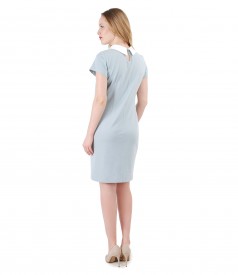 Elastic knitwear dress with collar and pockets