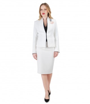 Women office suit with jacket and elastic fabric skirt