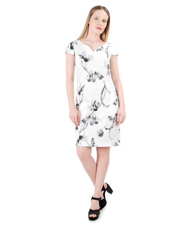 Textured cotton dress with floral print