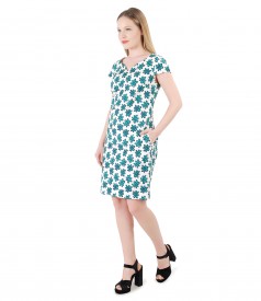 Textured cotton dress with floral print