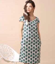 Textured cotton dress with floral print