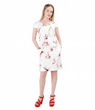 Textured cotton dress with floral print