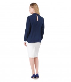 Office outfit with blouse with long sleeves and tapered skirt