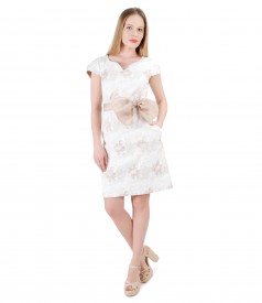 Brocade cotton dress with removable bow