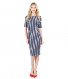 Midi dress made of elastic jersey printed with stripes