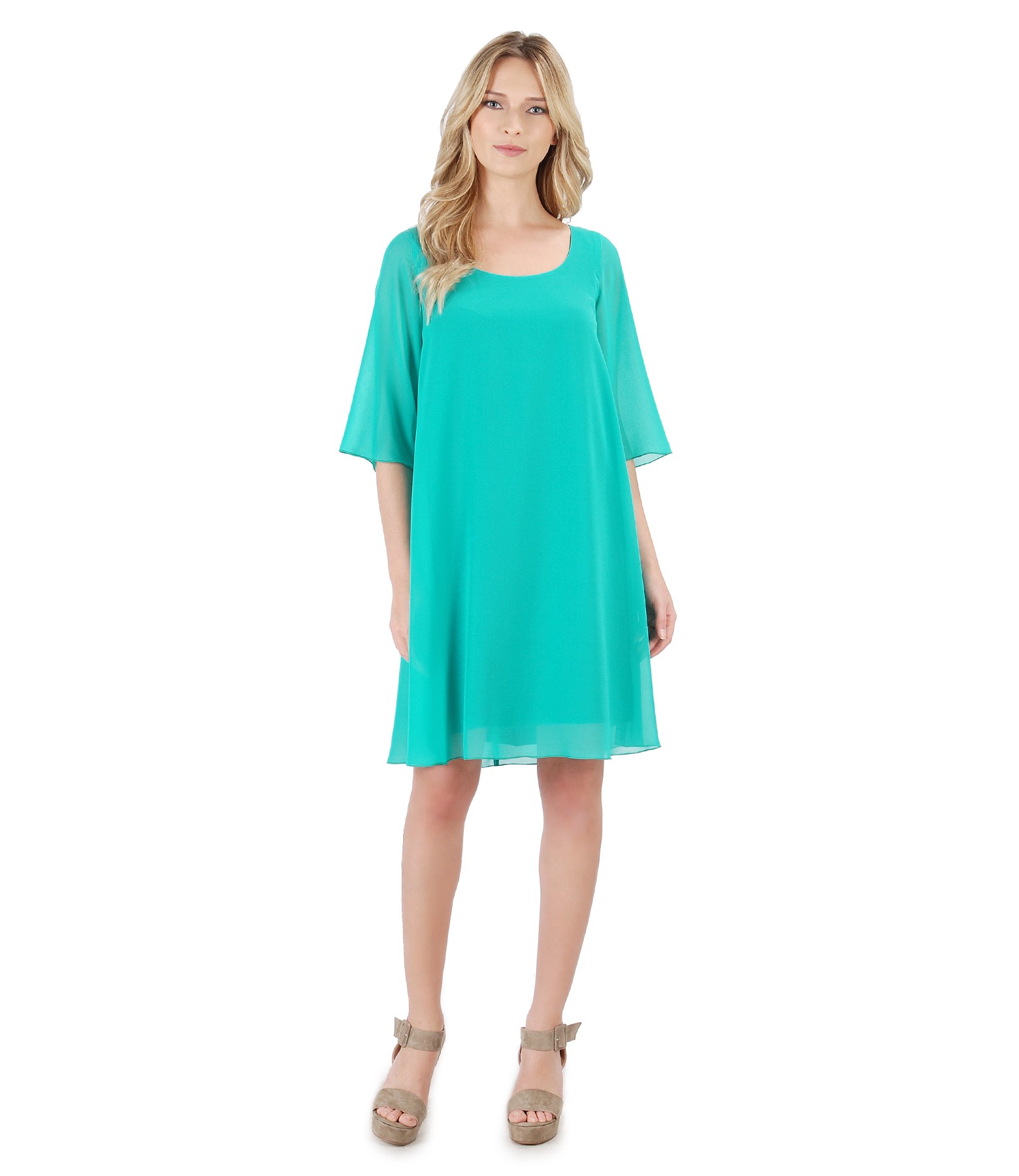 Casual veil dress turquoise - YOKKO